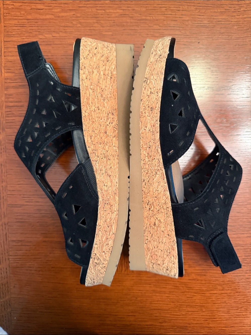 Earth Black Cork Wedge Sandals Women Size 6 - Picture 5 of 13